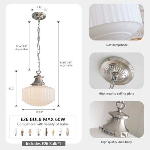 Vintage Milk Glass Pendant Light Fixtures