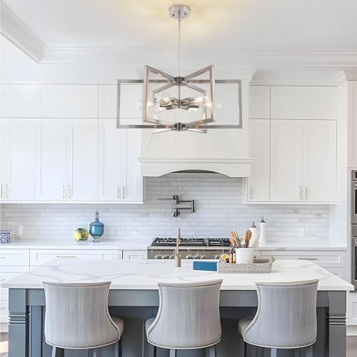 23.6”Brushed Nickel Chandelier for Dining Room 6 Light Kitchen Chandelier Modern Dining Room Light Fixtures Over Table