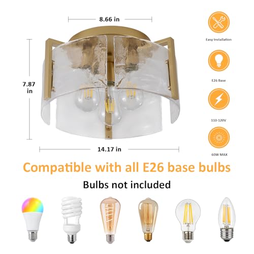 Modern Semi Flush Mount Ceiling Light Fixture (3 Count)