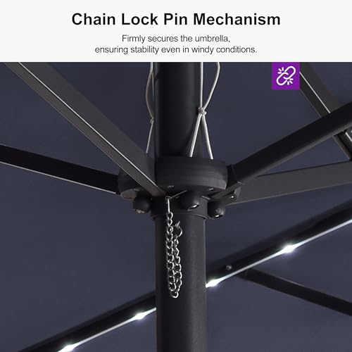 Outdoor Umbrella 15ft with Base and Solar Lights