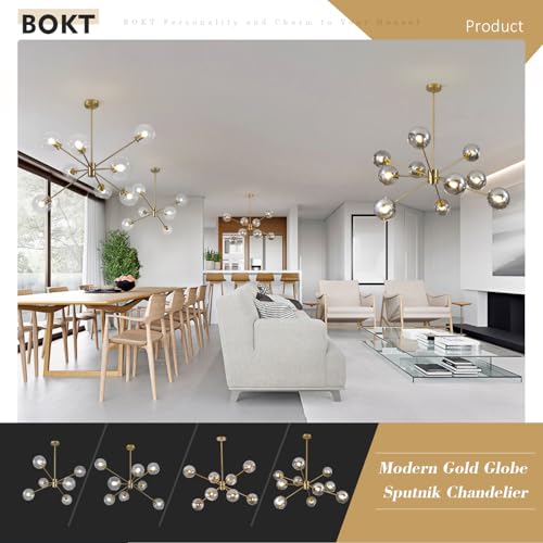 Modern Vintage Globe Sputnik Chandelier Gold Smoked Gray Glass Light Fixture Large 8 Light Mid Century Brushed Brass Pendant Light Kitchen Island Contemporary Ball Hanging Lamp