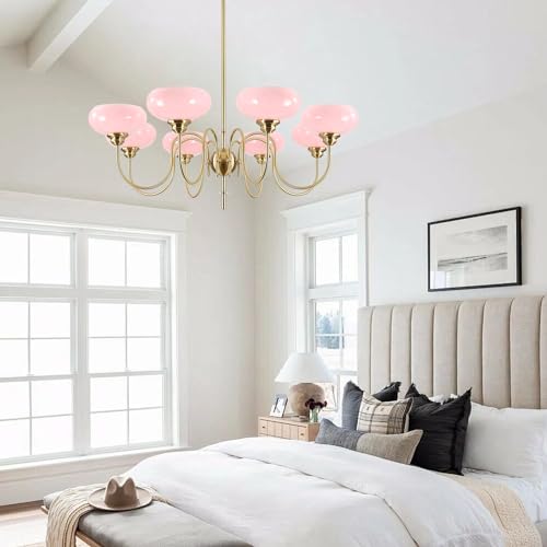 Gold Mid Century Chandelier Over Table 8