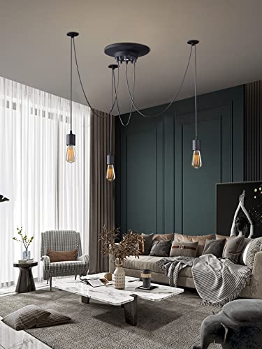 Vintage Edison Multiple Ajustable DIY Ceiling Spider Lamp Light Pendant Lighting Chandelier Modern Chic Industrial Dining Without Romote Control