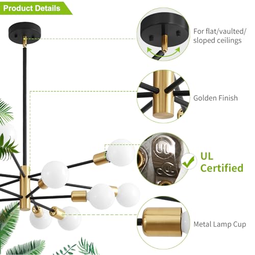 Chandeliers for Dining Room Black Gold 12