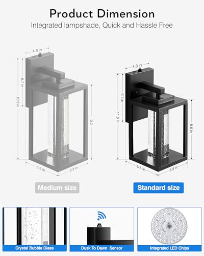 Black Exterior Lighting Fixtures Wall Mount for House (2 Count)