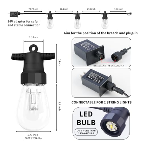 Outdoor String Lights 50FT