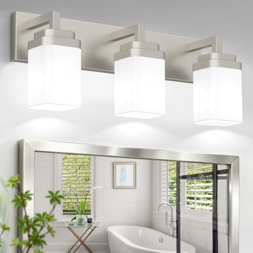 Brushed Nickel Bathroom Light Fixtures (Nickel / 3-Light)