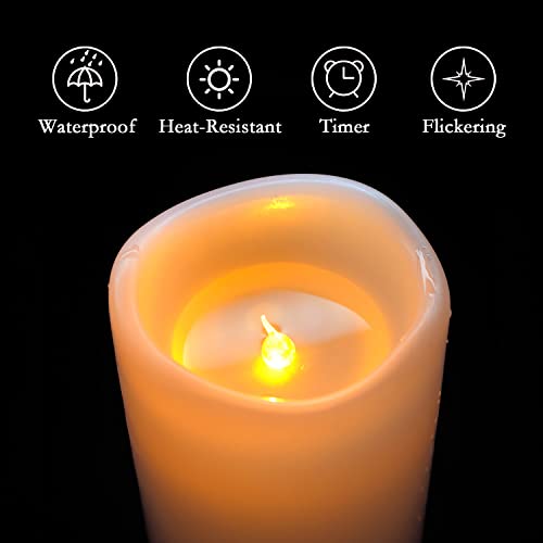 10" x 4" Large Waterproof Outdoor Flameless Candles with Remote Control and Timer (2 Count)