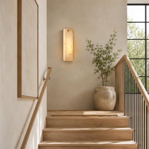 Rectangular Alabaster Wall Sconce 16 Inch