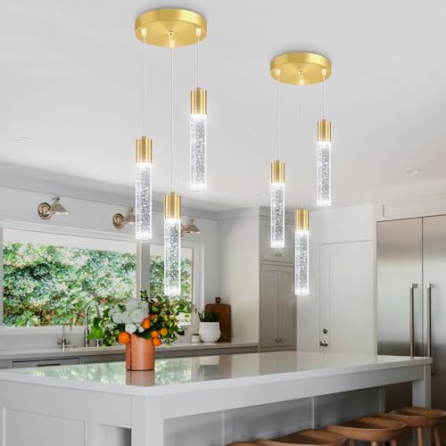 3 Lights Pendant Lights Modern LED Kitchen Island Light Bubble Pendant Light Pendant Lighting for Kitchen Island Dining Room Ceiling Hanging Lights Bedroom Mini Pendent Spot Lights
