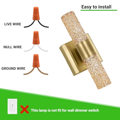 2 Pack Gold LED Wall Sconces (2 Count)