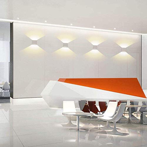 White Mini Metal 10W Warm White Hardwired Up Down LED Wall Sconce (2 Count)