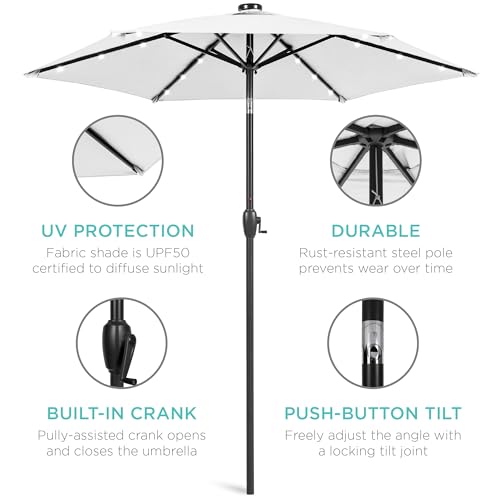 7.5ft Solar Umbrella LED Lighted Patio Umbrella