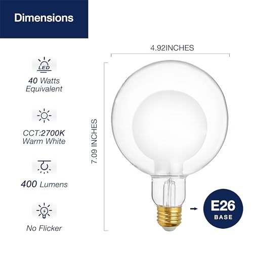 G125 Decorative Large Globe LED Bulb (2 Count)
