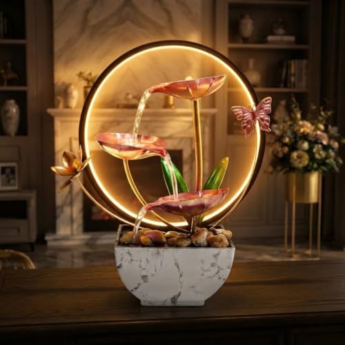 11'' H Pink Indoor Desktop Tableop Fountain Decoration