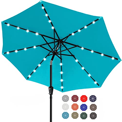 Solar Led Patio Umbrella with 32 Lights 9FT