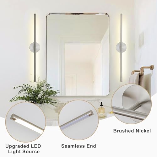 Brushed Nickel Bathroom Light Fixtures Over Mirror 36 Inch