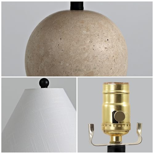 Liza 16" Modern Travertine Stone Bedside Table Lamp