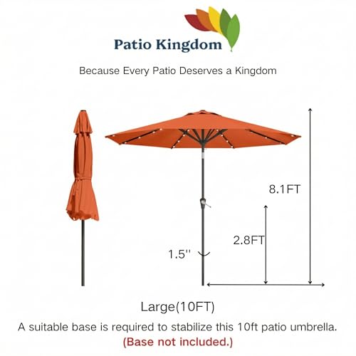 10FT Solar Umbrella 32 LED Lighted Patio Umbrella Table Market Umbrella w