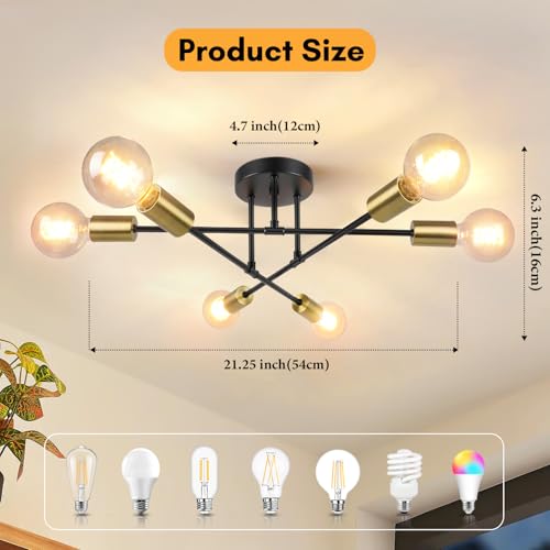 6 Light Modern Sputnik Chandelier