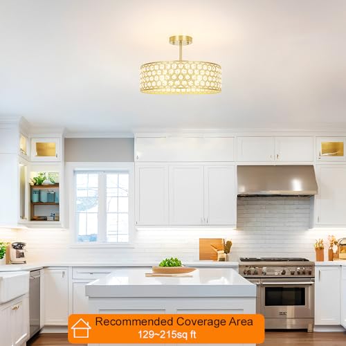 Gold Crystal Ceiling Light Fixture