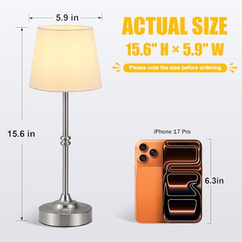 Rechargeable Cordless Table Lamp Silver (2 Count)