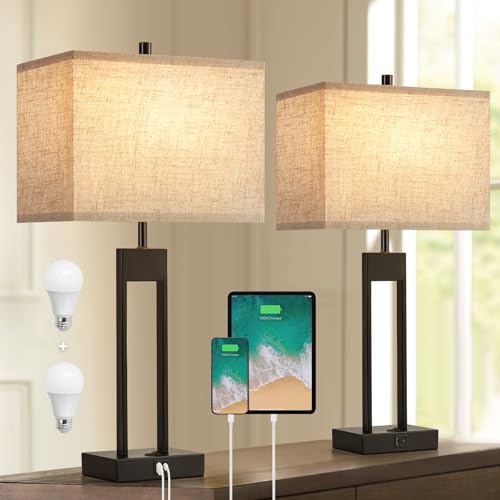 Extra Large 25.5" Nightstand Table Lamps for Bedrooms Set of 2 (2 Count)