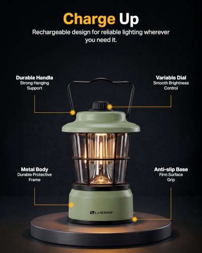 Rechargeable Retro Lantern LED Camping Lantern (2 Count)