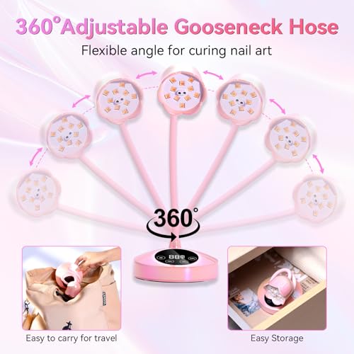 Flash Cure UV Nail Lamp for Gel Nails Rechargeable Gooseneck Design