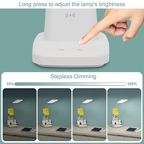LED Desk Lamp with 10W Wireless Charging & Pen Holder