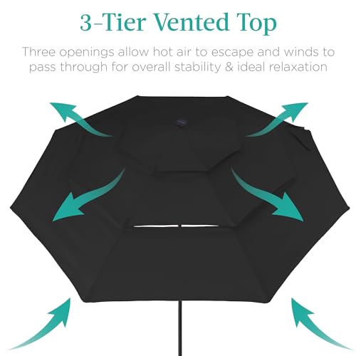 10ft 3 Tier Solar Patio Umbrella