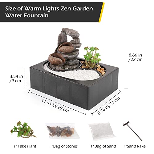 Indoor Water Fountains Tabletop Water Fountain with Warm Light