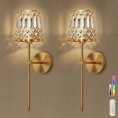 Gold Battery Operated Wall Sconces Set of 2