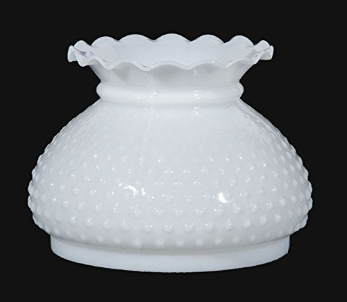7 Inch White Cased Glass Hobnail and Crimped Top Student Shade