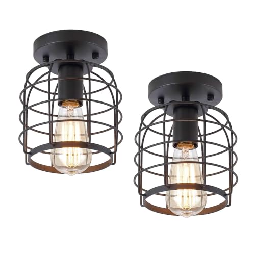 Industrial Vintage Flush Mount Ceiling Light (2 Count)