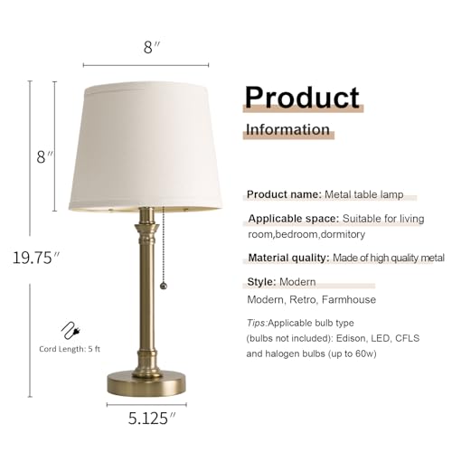 19.5" Warm Gold Small Table Lamps Set of 2 for Living Room Bedroom (2 Count)