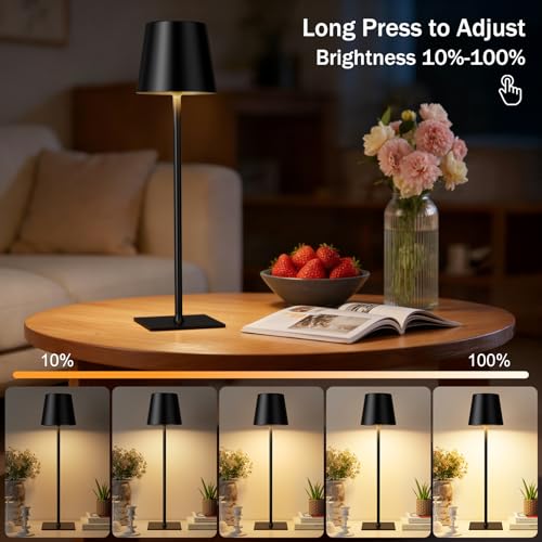 Black Cordless Rechargeable Table Lamp (4 Count)