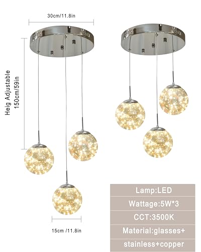 Pendant Lights Modern Crystal Chandeliers Hanging Light Fixture for Kitchen Island Sphere Pendant Light (127 Count)