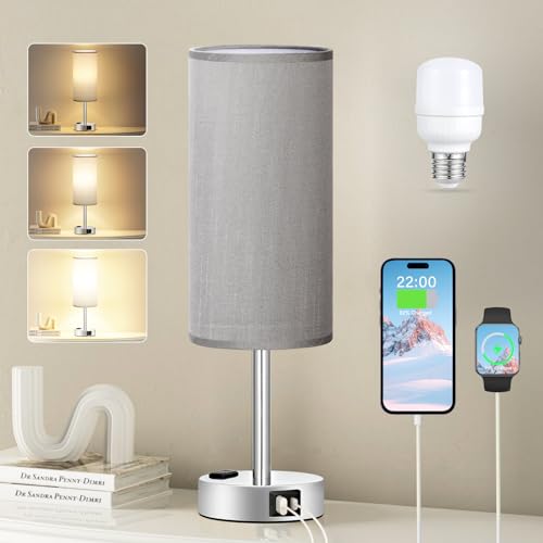 Grey Bedside Lamp for Bedroom