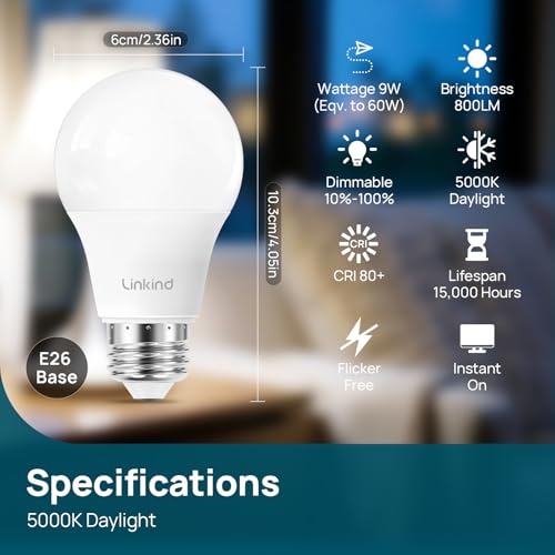 A19 LED Light Bulbs Dimmable (24 Count)