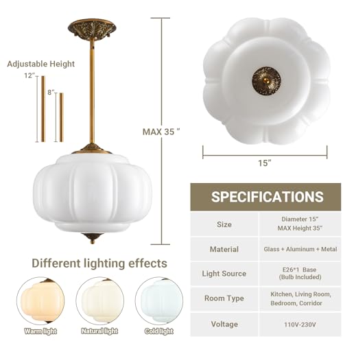 15 in White Milk Glass Ceiling Light Fixture