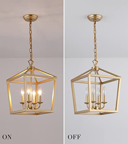 Gold Lantern Chandelier Hanging Pendant Light Fixture 4