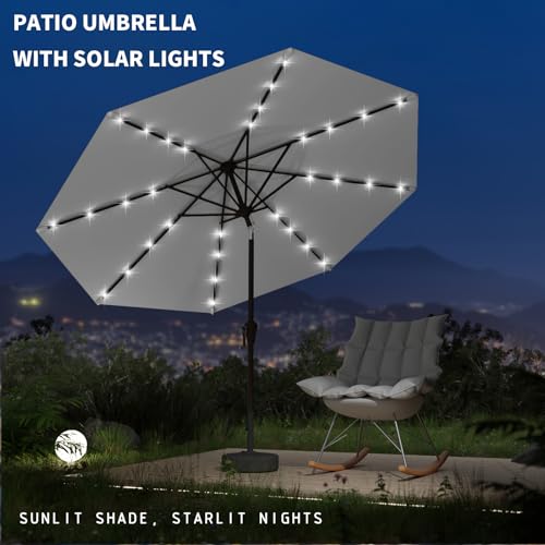 9FT Patio Umbrella with Solar Lights
