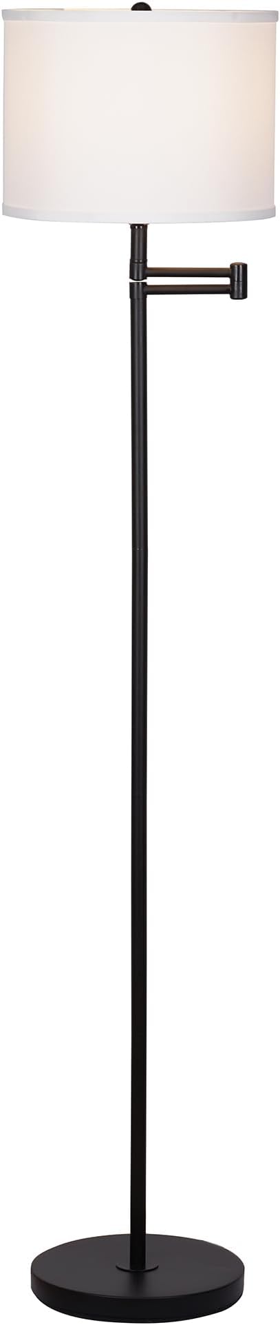 Catalina Lighting 24288-000 Traditional Swing Arm Floor Lamp for Office, Living Room, Dorm or Bedroom, Smart Home Compatible, Bulb Not Included, 60", Black