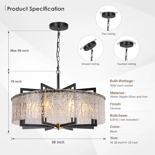 Crystal Chandeliers for Dining Room Light Fixture 30"Glass Pendant