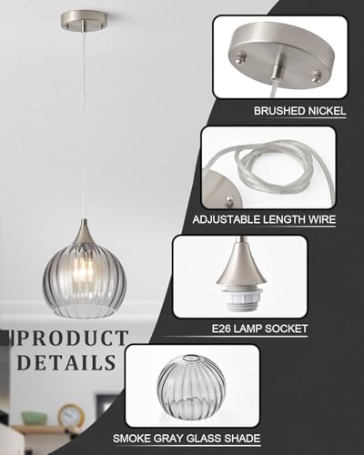 Brushed Nickel Pendant Lights Kitchen Island (2 Count)