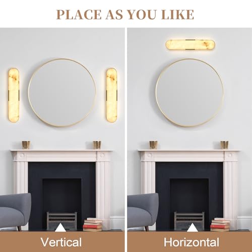 Alabaster Wall Sconces 20" Natural Marble Wall Lights Black