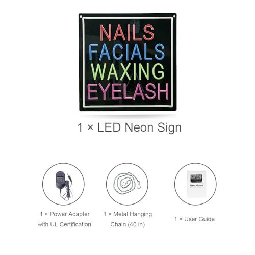 Nails Facials Waxing Eyelash LED Neon Sign