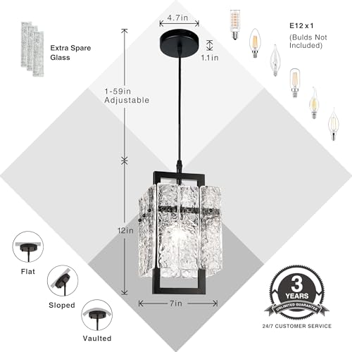 Black Crystal Pendant Light for Kitchen Island