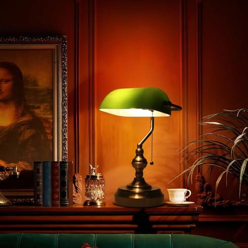 Green Glass Banker's Desk Lamp